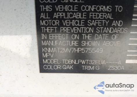 2017 Nissan Rogue S z USA, uszkodzony, nr VIN KNMAT2MV7HP575549